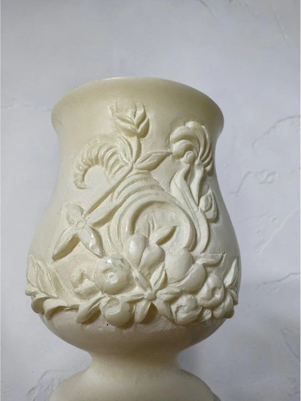 Vintage Hand Carved Italian Alabaster Urn By Triune International